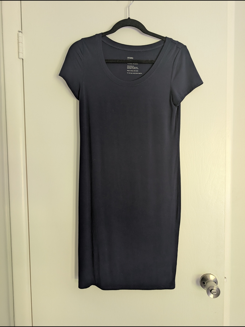 STORQ Maternity Navy Short-Sleeve Scoop Neck Dress